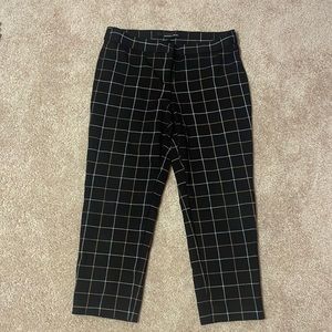 Stretchy black checkered work pants